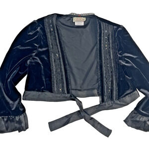 Pink Vanilla Jacket Girls Size 16 Black Velvet Cropped Tie